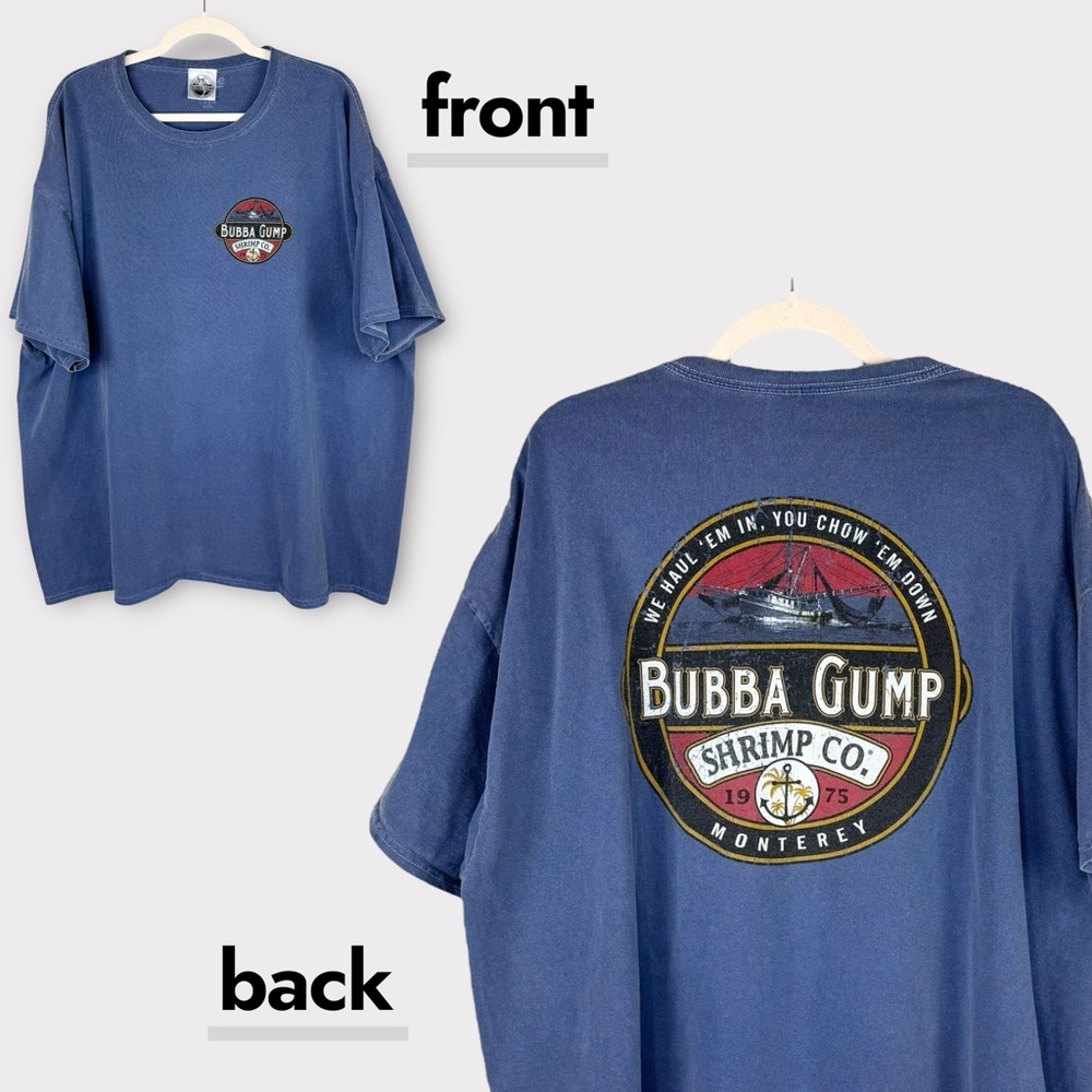 Bubba Gump Shrimp Co Restaurant Blue Graphic T-Shirt 3XL Monterey California